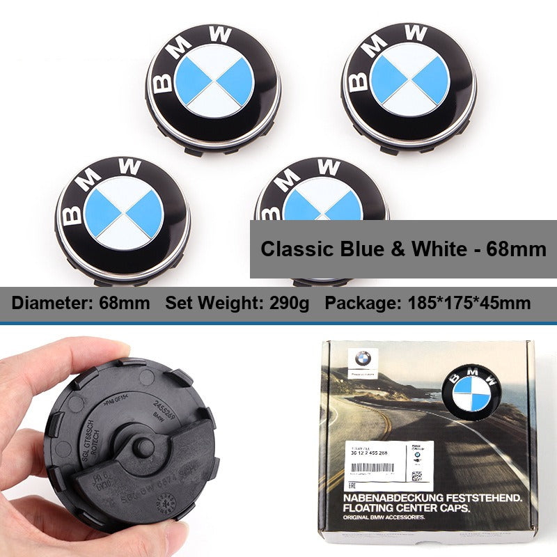 BMW floating center caps 68mm Classic Blue and White