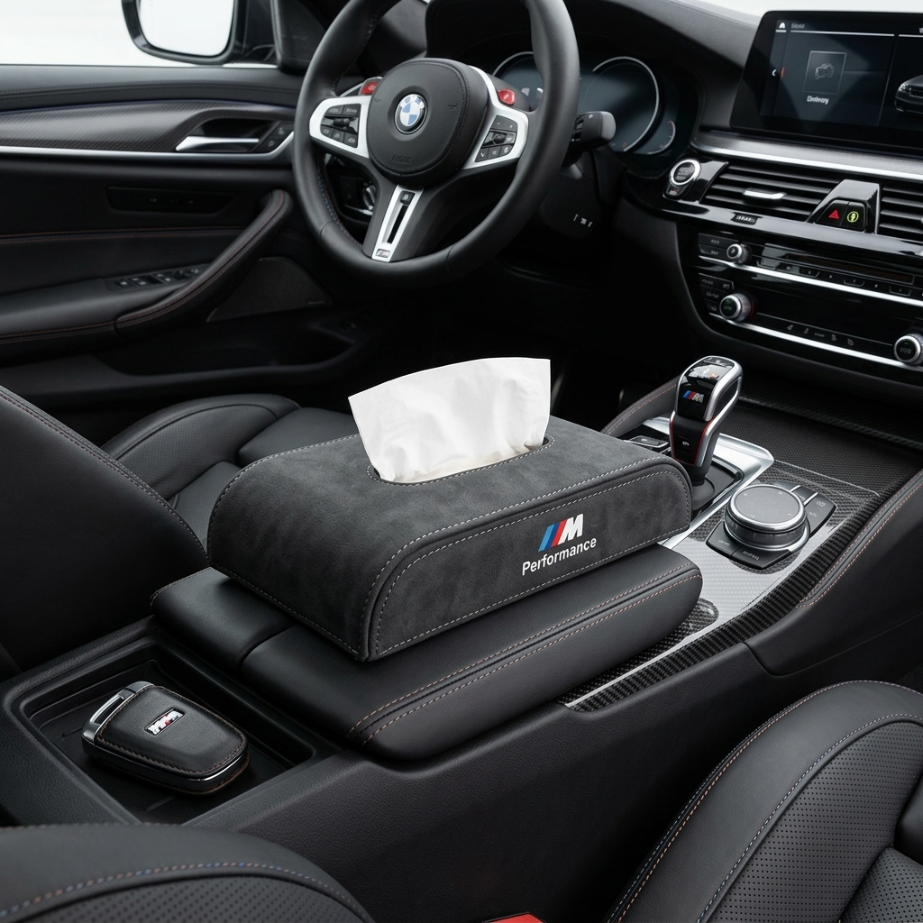BMW Suede Tissue Box Holder - M Performance Interior Organizer