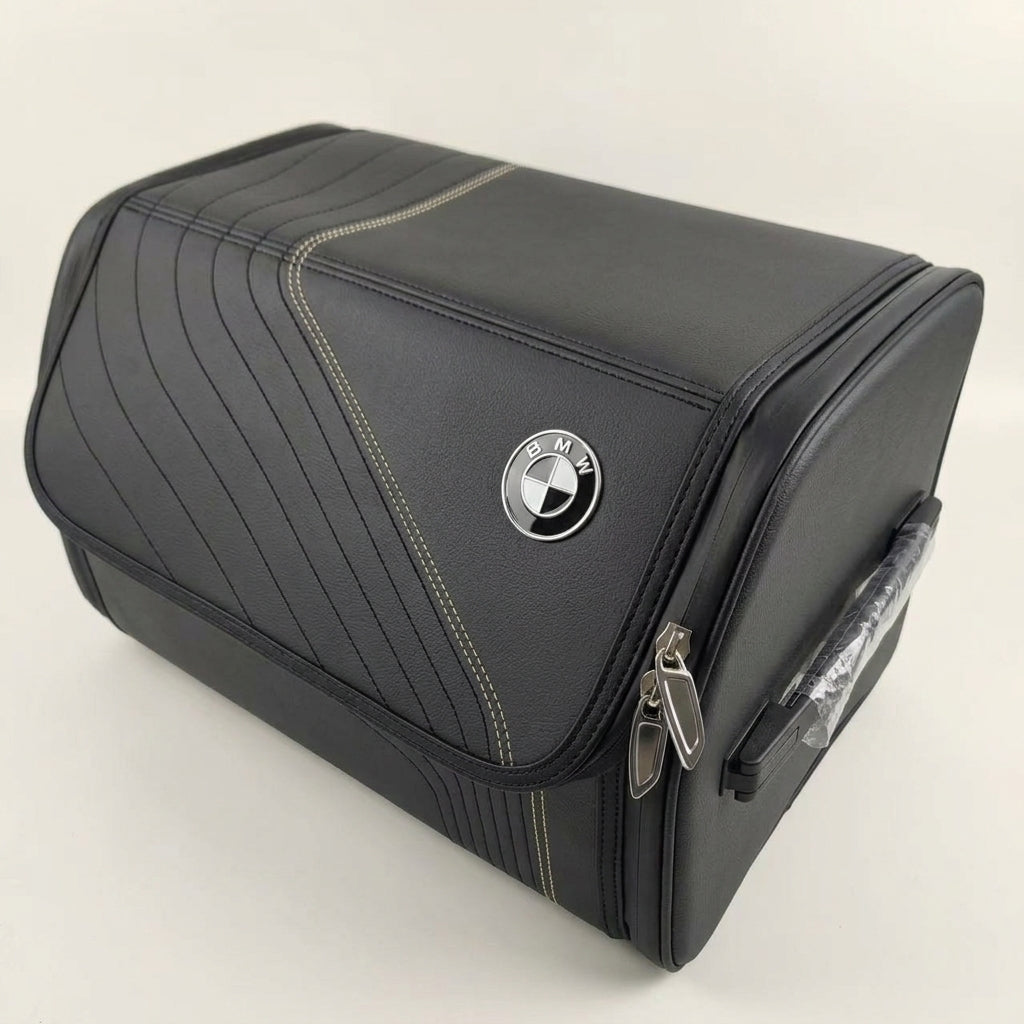 BMW Foldable Leather Trunk Organizer Box - Premium Cargo Storage Case