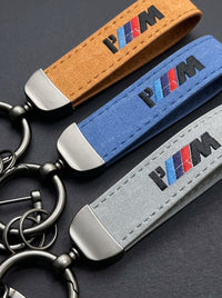 BMW M Performance Leather Key Fob Strap & Keychain Ring