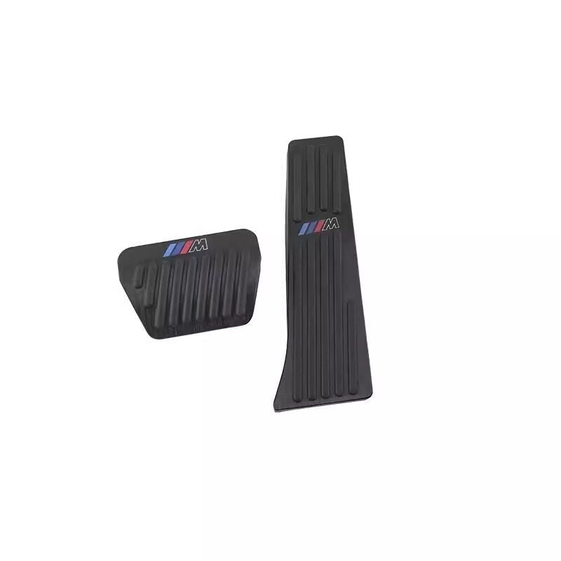 BMW M Performance aluminum pedal covers on white background