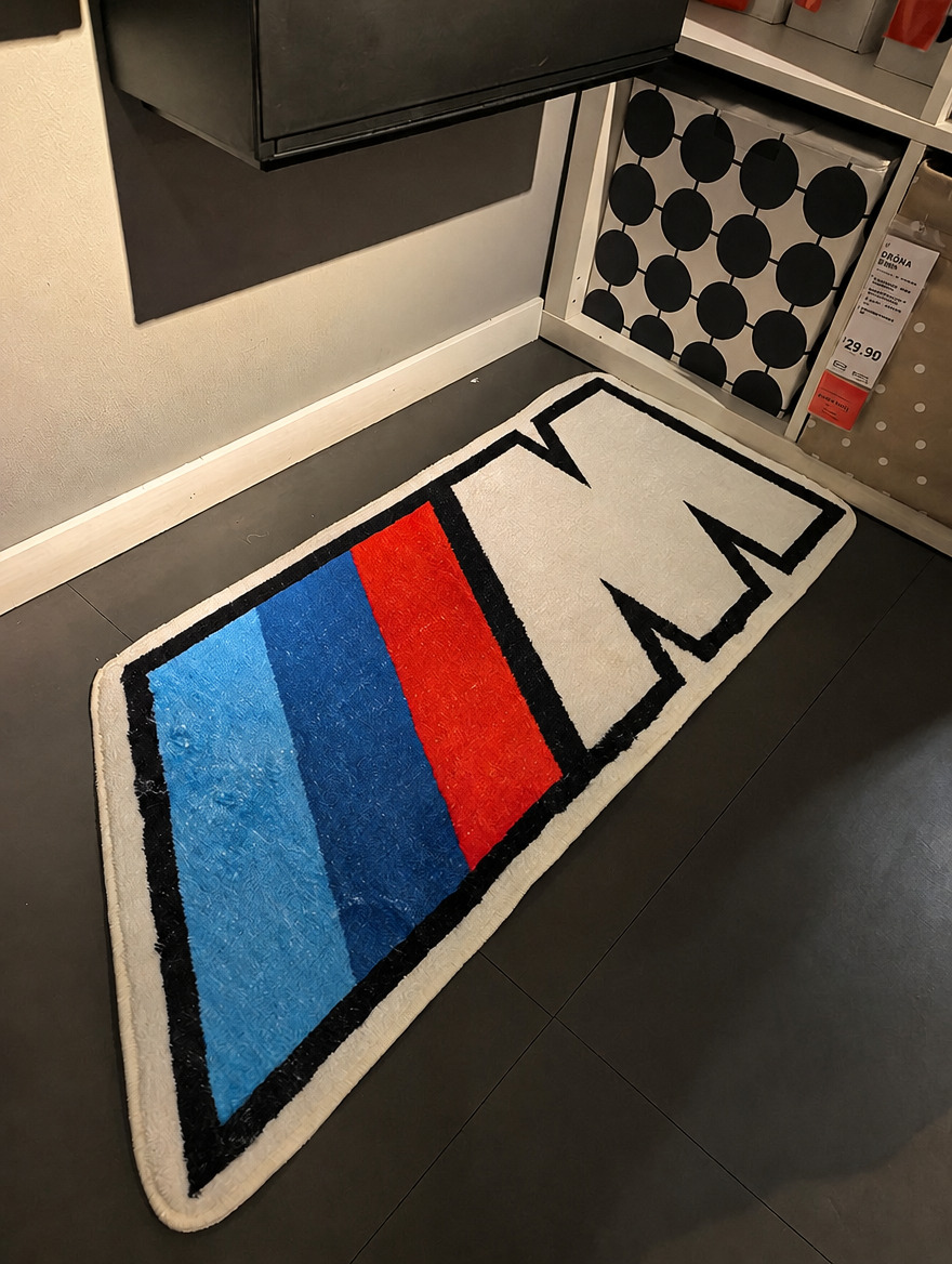 BMW M Stripe Shaped Area Rug - Plush Anti-Slip Floor Mat