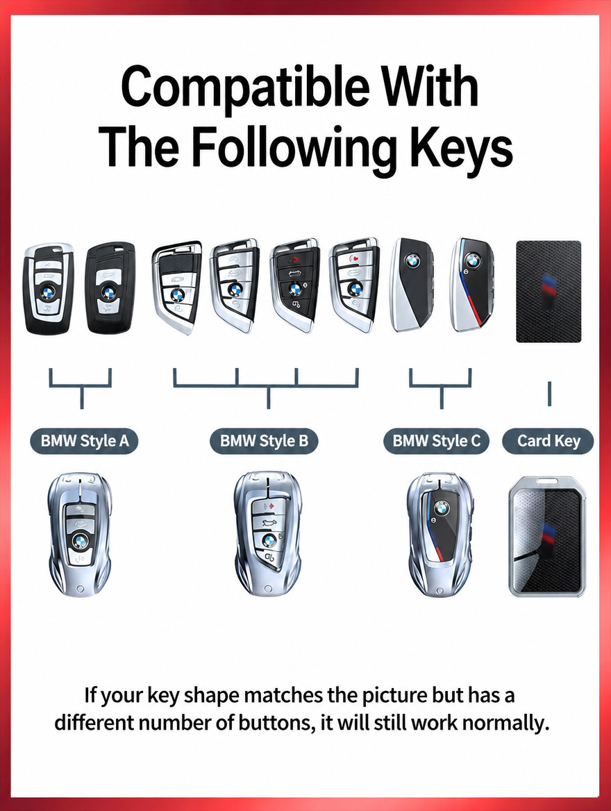 BMW Sports Car Key Cover - Zinc Alloy Shell with Charm