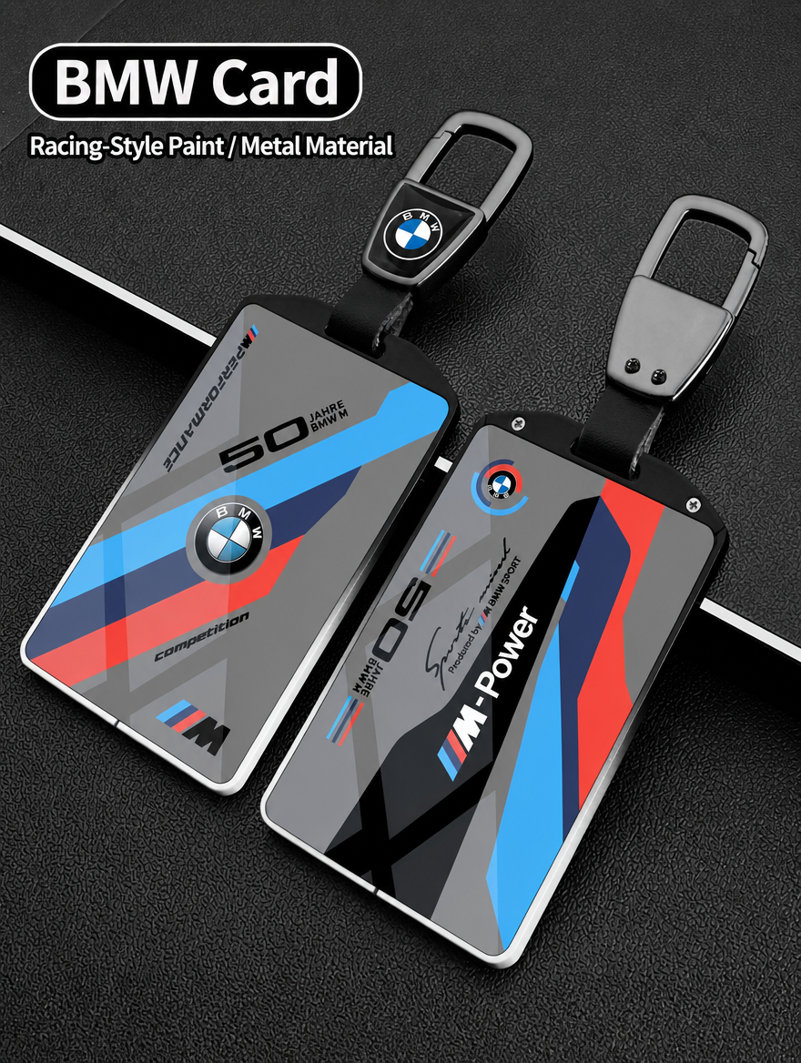 BMW Card Key Cover - Racing-Style Metal Card Holder