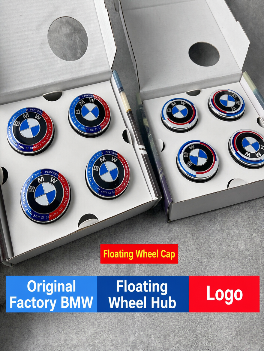 BMW Floating Wheel Hub Cap Badge Set - 56mm/68mm
