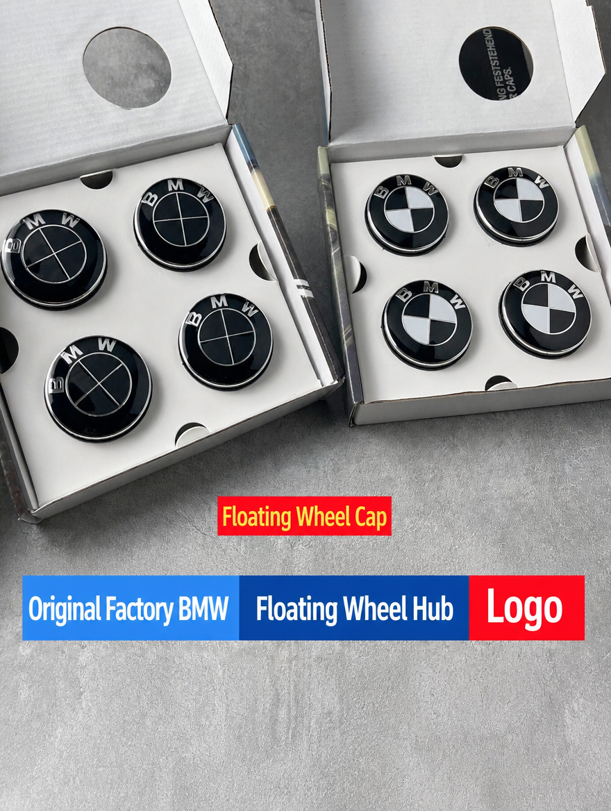 BMW Floating Wheel Hub Cap Badge Set - 56mm/68mm