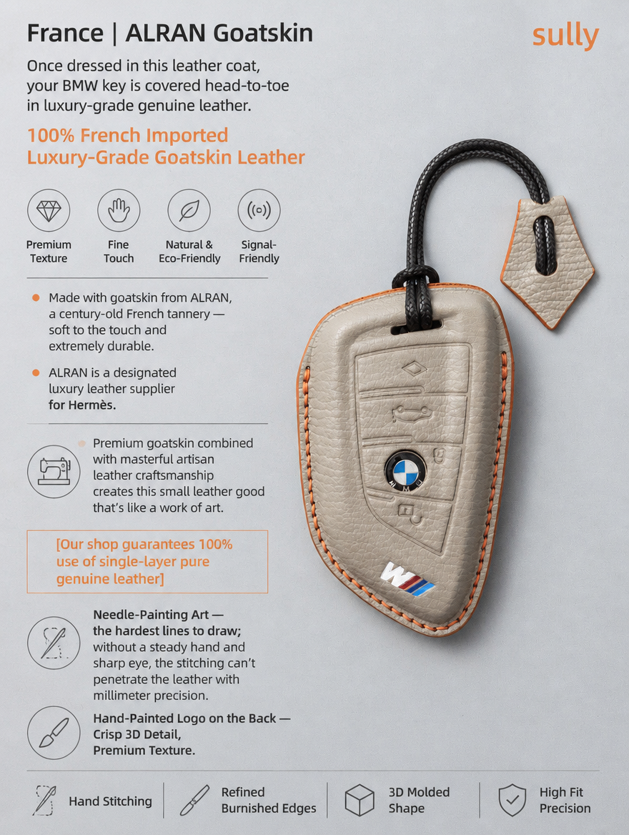 BMW Blade Key Leather Case - Sheepskin Cover with Buckle