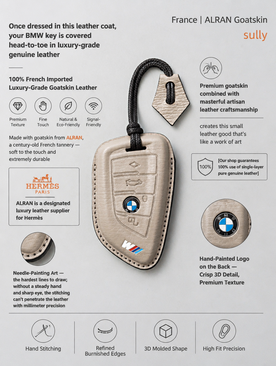 BMW Blade Key Leather Case - Sheepskin Cover with Buckle