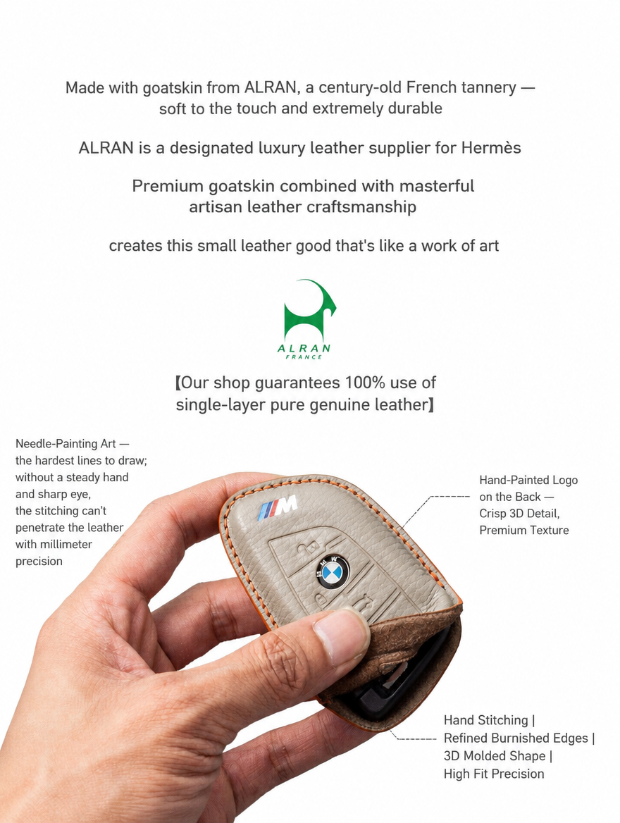 BMW Blade Key Leather Case - Sheepskin Cover with Buckle