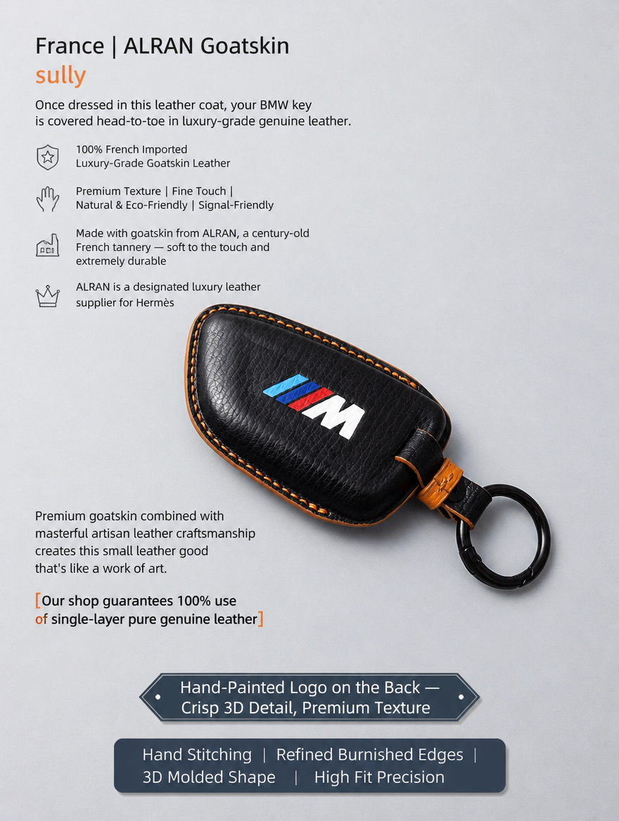 BMW Blade Key Leather Case - Sheepskin Cover with Buckle