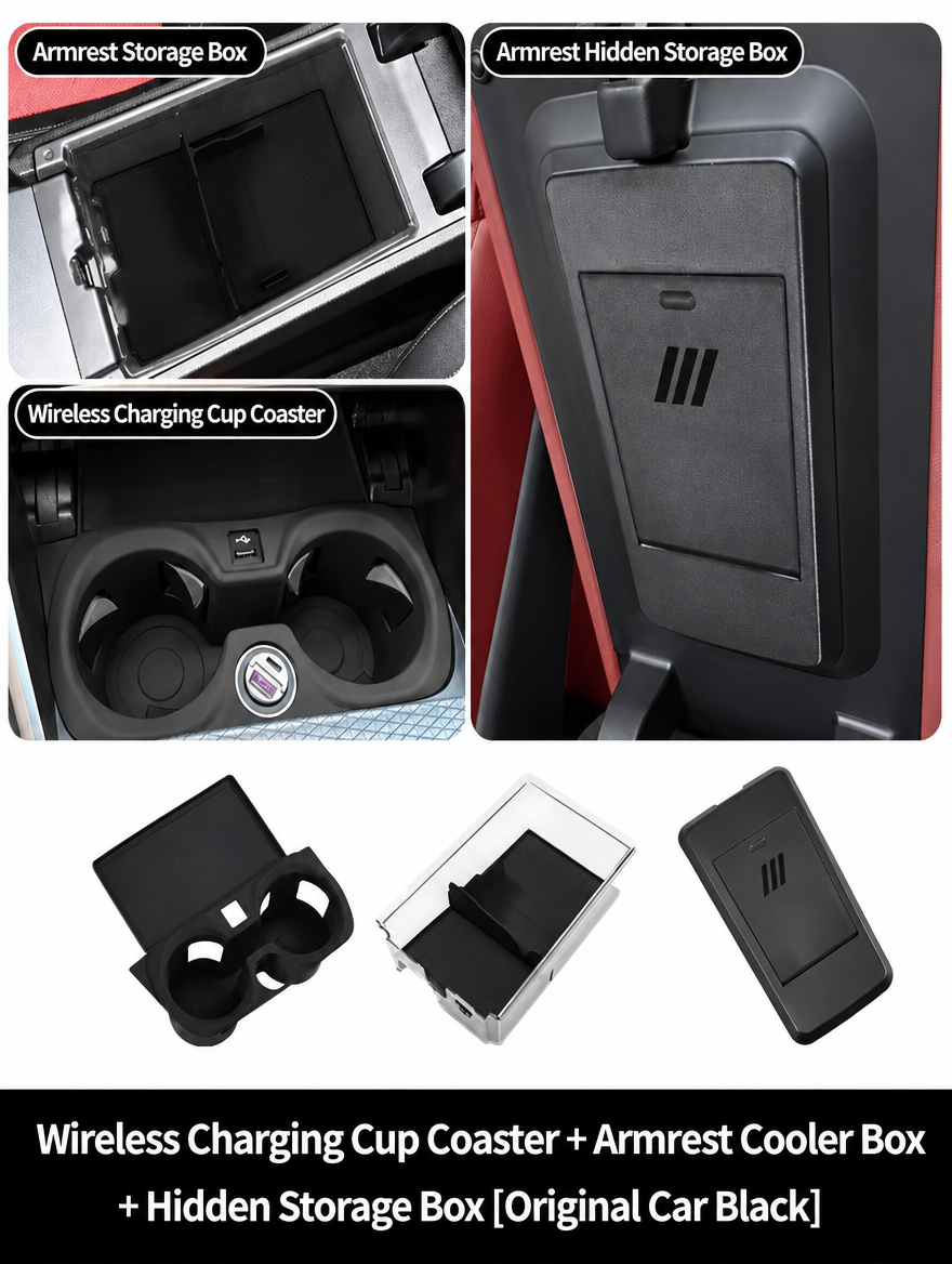 BMW 3 & 4 Series Armrest Storage Box & Wireless Charging Cup Coaster