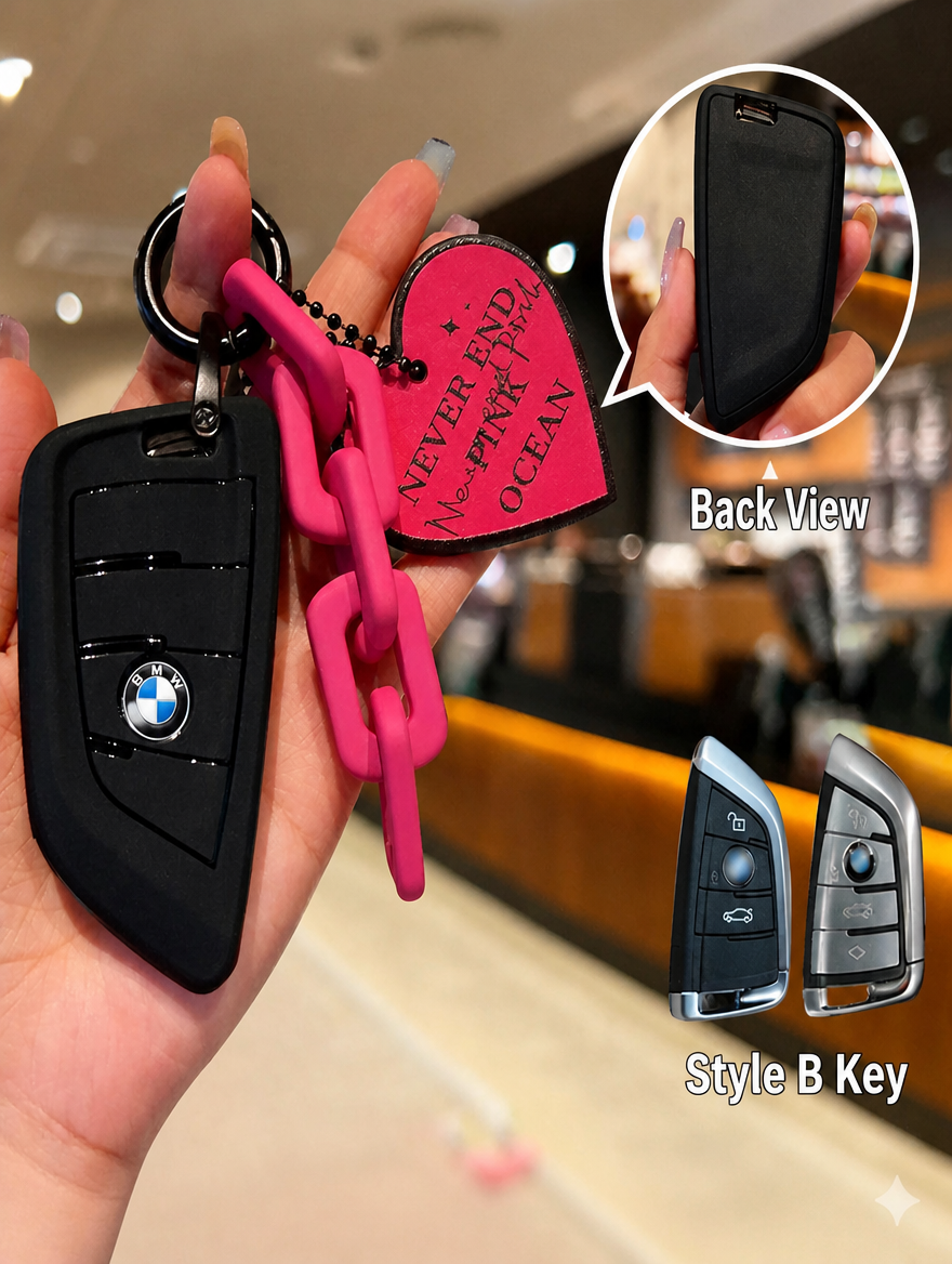 BMW Silicone Key Fob Case with Keychain