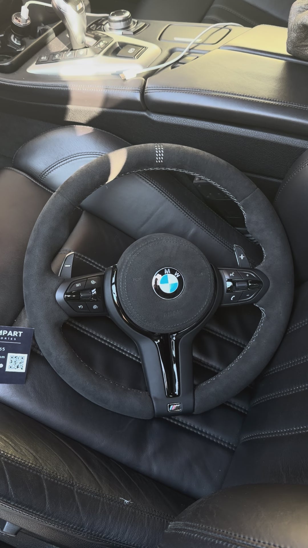 Full Black Alcantara and Alcantara airbag cover  Steering Wheel For BMW F80,F15,F10,F20,F07,F30,F32 and  All F Series