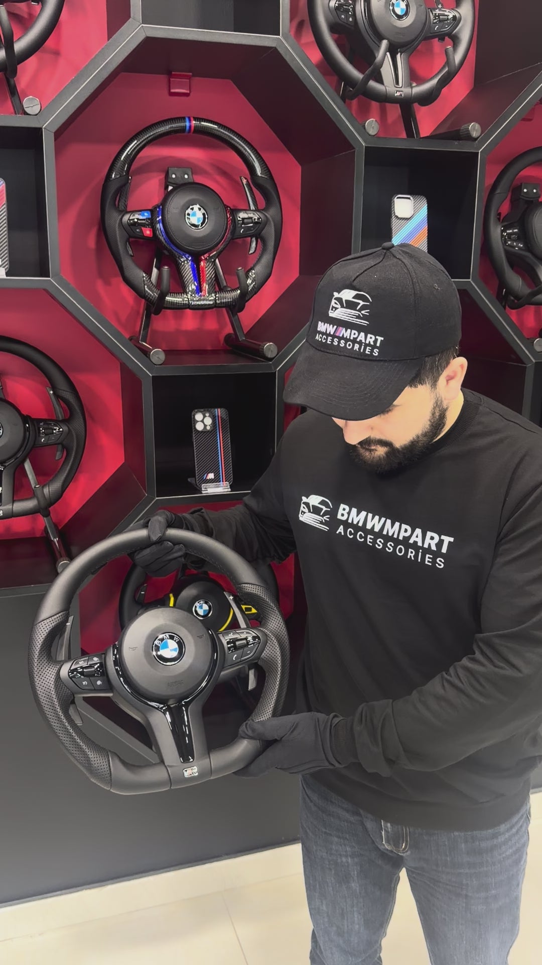 Customized Nappa Leather with Black Trim Steering Wheel For BMW F Series