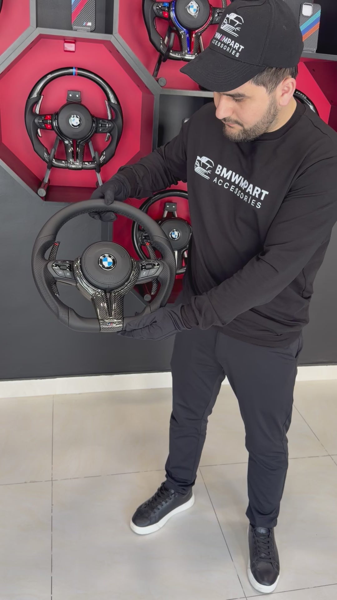 BMW F-Series Nappa Leather Custom Steering Wheel with Carbon Fiber Center