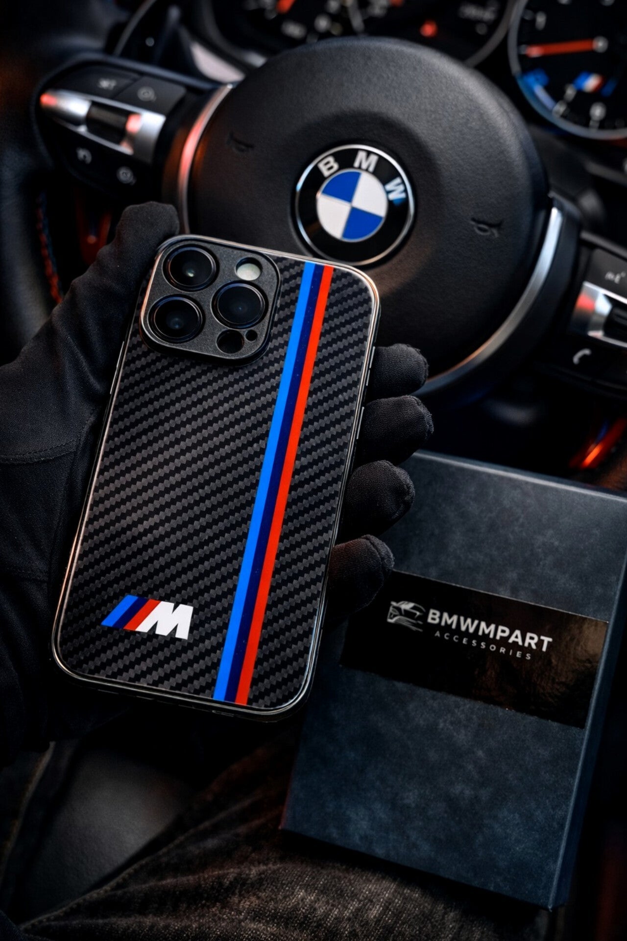 BMW M Glass Carbon Look Fiber Case