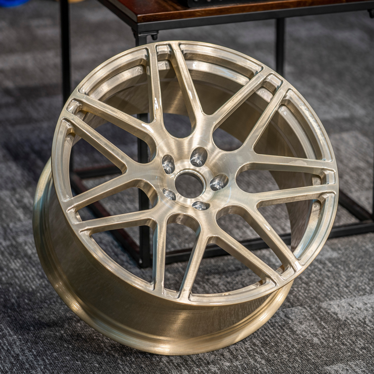T6061 Forged Alloy Wheel – Multi-Spoke Performance Rim | Brushed Champagne Finish