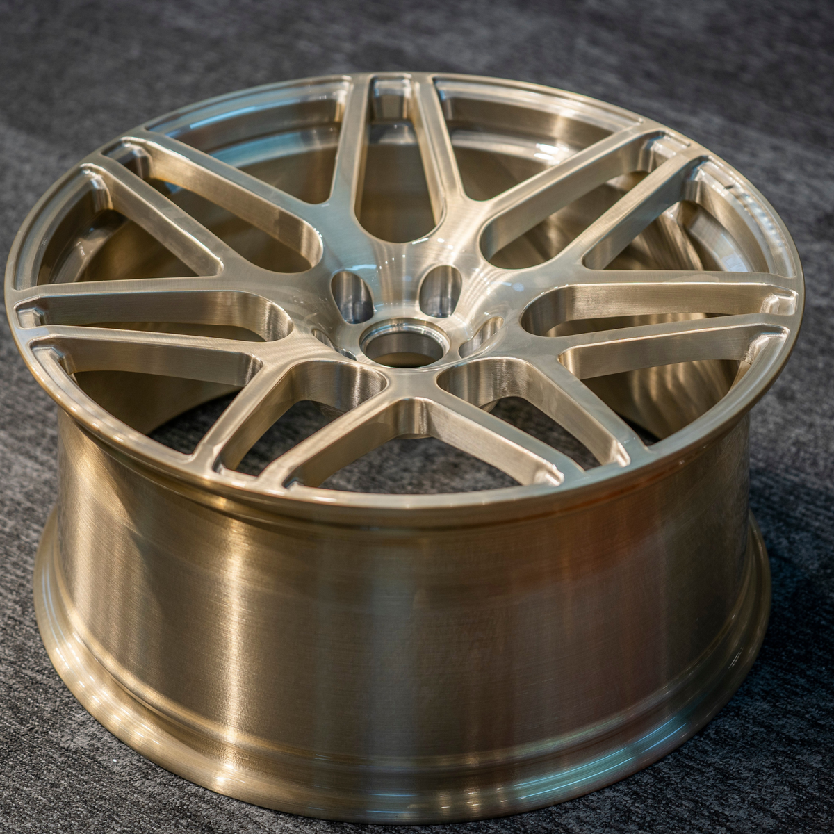 T6061 Forged Alloy Wheel – Multi-Spoke Performance Rim | Brushed Champagne Finish