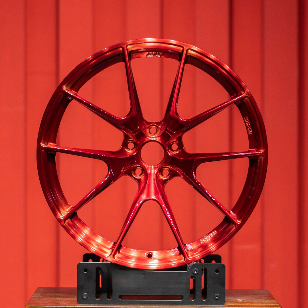 Forged Alloy Wheel – Multi-Spoke Performance Rim | Gloss Red Finish