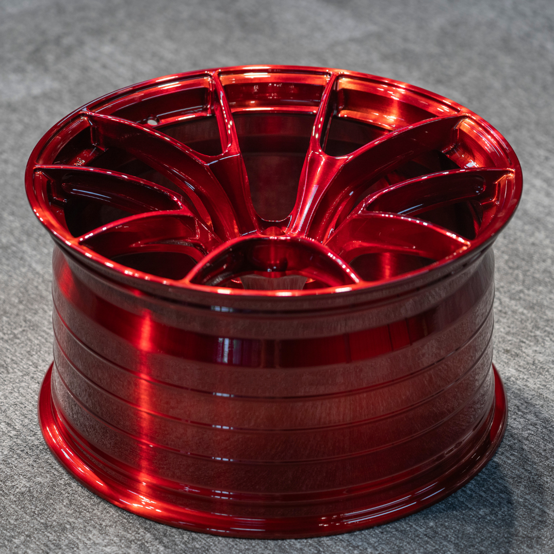 Forged Alloy Wheel – Multi-Spoke Performance Rim | Gloss Red Finish